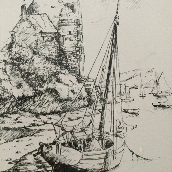 Vintage etching ? Print with wood frame Le Dayon by Michel Furet - Picture 3 of 6